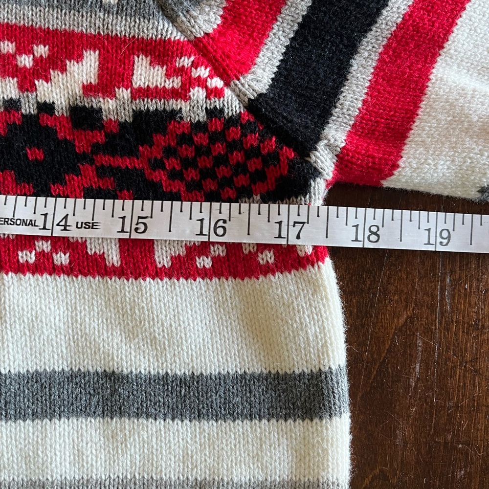 Hanna Andersson Red White Black Fair Isle Quarter Zip Cotton Sweater 150 L 10/12 - Picture 5 of 7